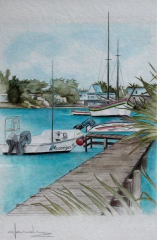 Le Ponton de Jean - Peinture - Caroline HARDY