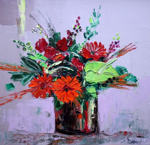Harmonie orange et verte - Peinture - SOPHIE BOURGON