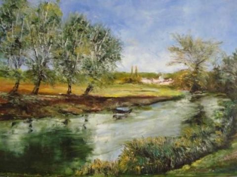 La rivière - Peinture - Bernard Bertrand