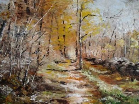 Sous-bois en automne - Peinture - Bernard Bertrand