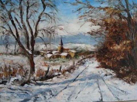 Chemin enneig� - Peinture - Bernard Bertrand