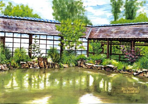Jardin japonais de l'�le Versailles � Nantes - Peinture - domnanteuil
