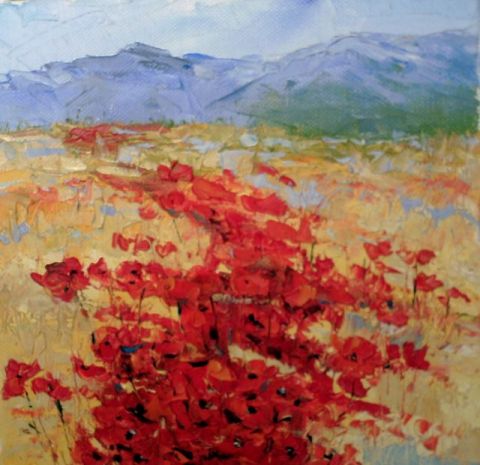 COQUELICOTS ET BLES n�1 - Peinture - Veronique LANCIEN
