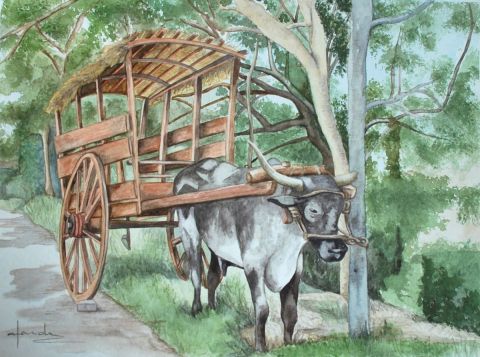Le Char � Canne � Sucre - Peinture - Caroline HARDY