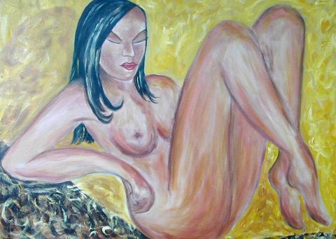 La nudiste  - Peinture - chantalthomasroge