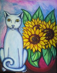 Voir cette oeuvre de Stephane CUNY: Le chat aux tournseols I