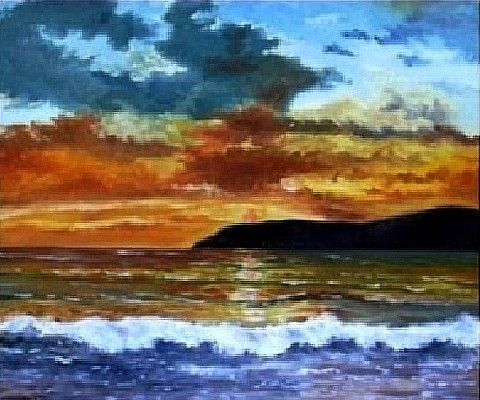 coucher de soleil en Corse - Peinture - DARRIEUX