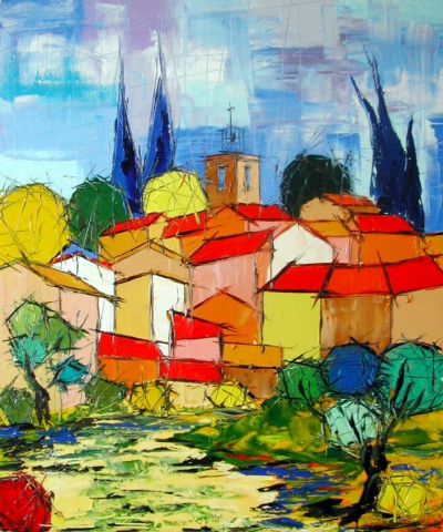 CHEMIN MENANT AU VILLAGE - Peinture - JIEL
