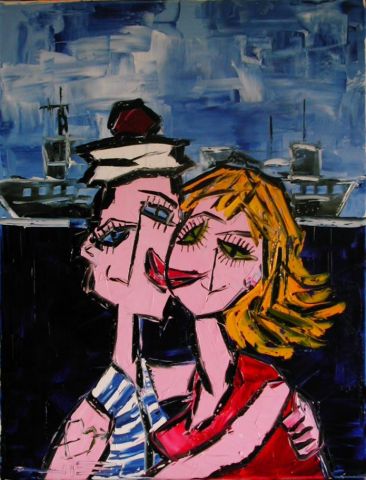 LE BAISER D'ADIEU - Peinture - JIEL