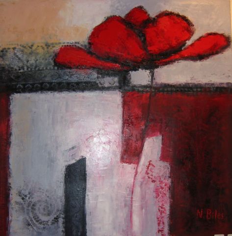 LA FLEUR ROUGE - Peinture - NICOLE BILES