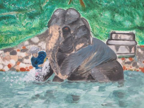 L'artiste yayou - bain éléphant
