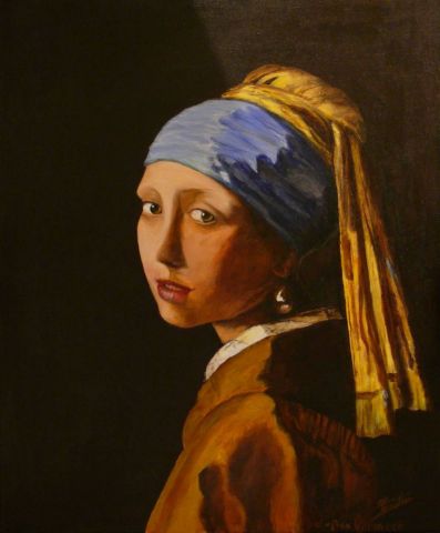 Copie de la jeune fille à la perle  de Vermeer - Peinture - Sthimo