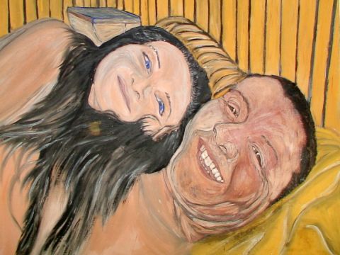 couple au réveil - Peinture - mazuera
