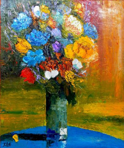 Bouquet bleu - Peinture - Raoul RIBOT