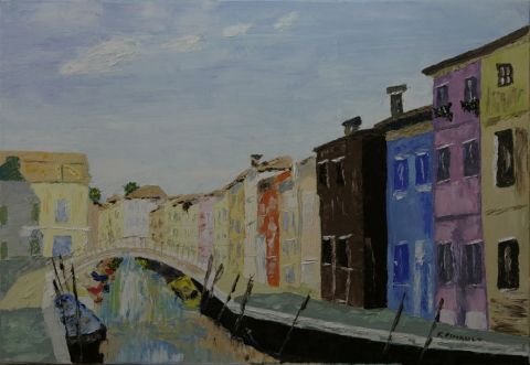 Venise (Ile de Burano) - Peinture - Le Champenois