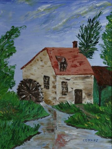 Le moulin sur l'eau - Peinture - Le Champenois