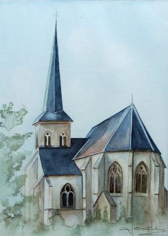 L'Eglise de Frocourt - Peinture - Caroline HARDY