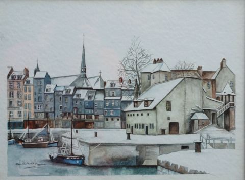 Honfleur sous la Neige - Peinture - Caroline HARDY