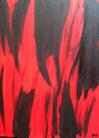 Improvisation noir et rouge - Peinture - Sylvie1813