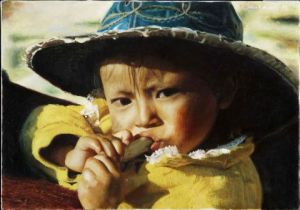 Peinture de Gilles-Paul ESNAULT: Bébé jaune