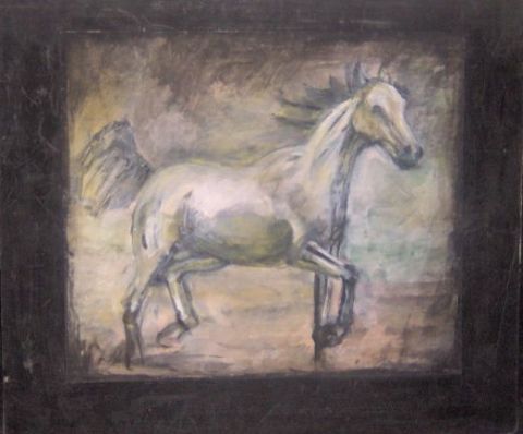 cheval dans le temps brut - Peinture - Mezei Paul