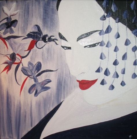 geisha pensive - Peinture - silou