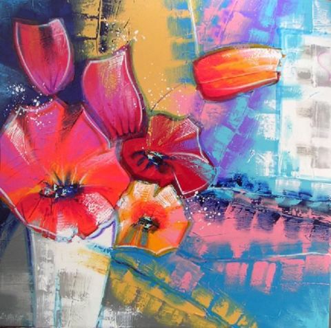 offrez lui des fleurs - Peinture - GUENAIZIA