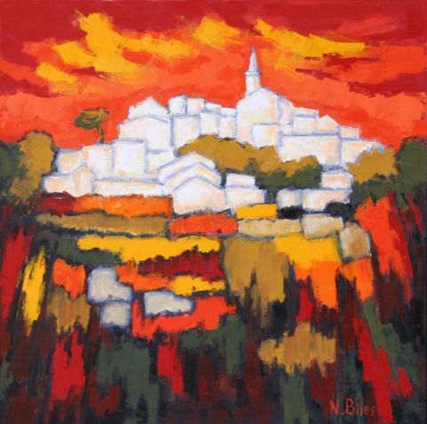 Le village de BONNIEUX - Peinture - NICOLE BILES