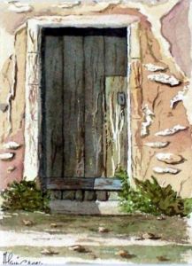 Peinture de AQUARELLALAIN: Vieille porte (en Gironde)