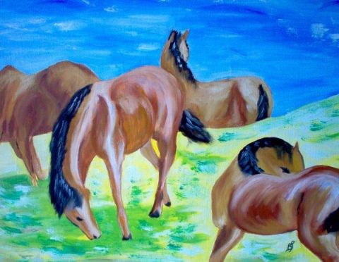 L'artiste Berni - chevaux d'après Franz Marc
