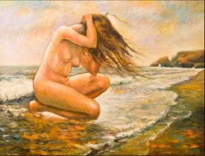 Voir le détail de cette oeuvre: nu de femme à la plage aux Iles de la Madeleine