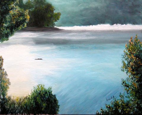 Lumière matinale sur un lac - Peinture - Jean-Joseph Chevalier