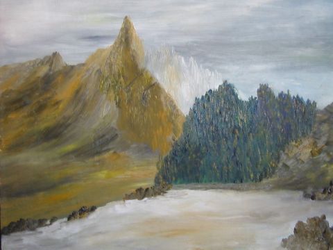 montagne beige - Peinture - Raymond Noble
