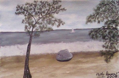 Splendide paysage au bord de la mer - Peinture - philbye