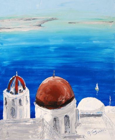 Eglise en Grèce - Peinture - Pierre BUCHEL