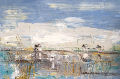 L'étang aux trois cabanes - Peinture - Pierre BUCHEL