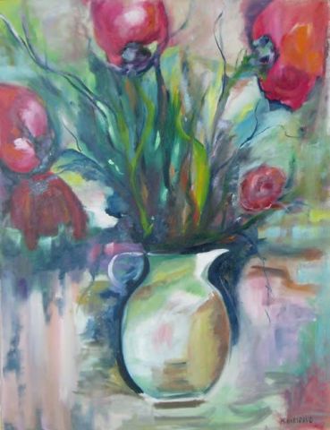 pot de fleurs - Peinture - Michelle  Bertrand