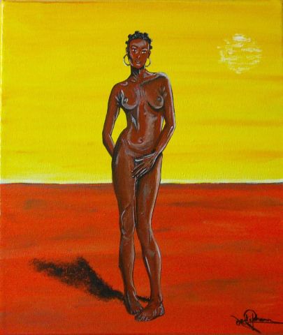 nue d'une belle africaine - Peinture - johann mastil