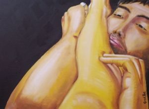 Peinture de Gaelle RAMAEN: l'homme en or