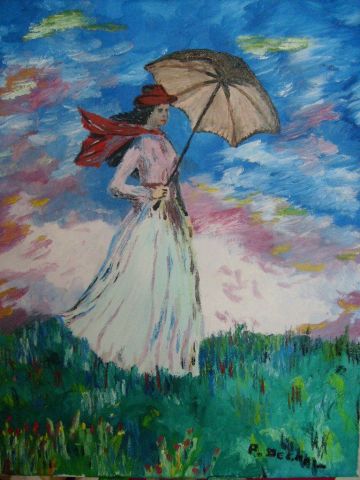 jeune fille a l'ombrelle - Peinture - DECOOL Pat