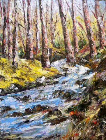 rivi�re en  foret    - Peinture - litalien