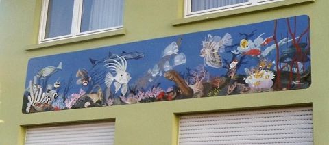 L'artiste Henri GODART - Fresque marine sur façade de maison