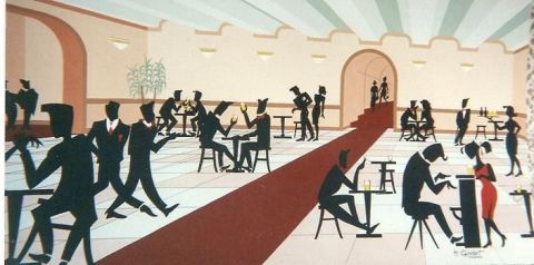 L'artiste Henri GODART - Panneau décoratif pour un café à Rettel - 57