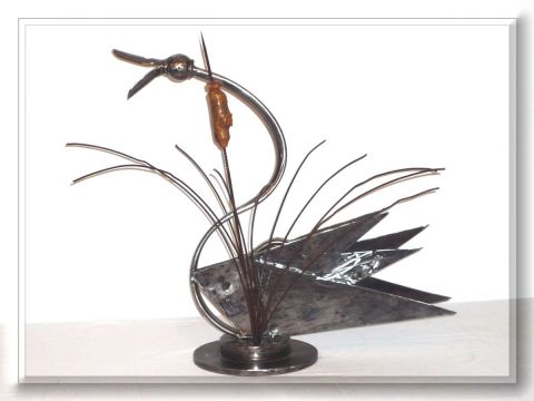 Le Cygne au jonc - Sculpture - Roland GOURDON