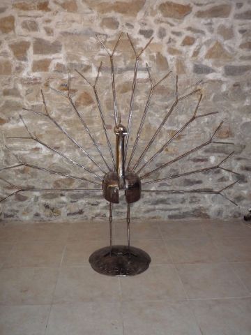 Le Paon blanc - Sculpture - Roland GOURDON