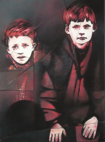 deux enfants - Peinture - Alain Lafabregue