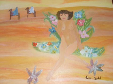 femme dans le desert - Peinture - vivi