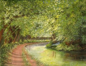 Peinture de streichert-hoffart: Le Canal du Midi