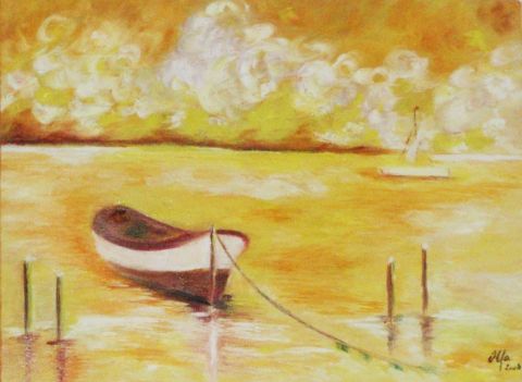 Le soleil noyé - Peinture - Olfa Arfaoui