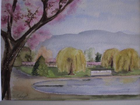 Lac de Divonne les bains  (Ain) - Peinture - MARYSE WENGER